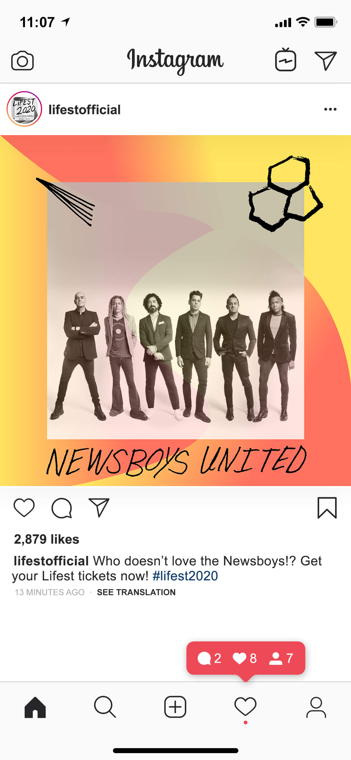 Lifest neon design Instagram post 2 mockup, featuring music artist Newsboys United