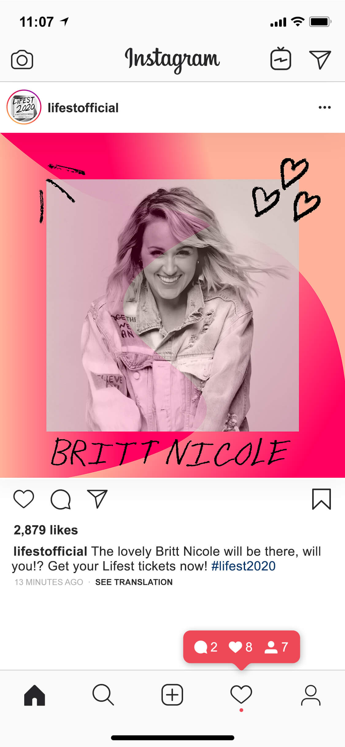 Lifest neon design Instagram post 4 mockup, featuring music artist Britt Nicole