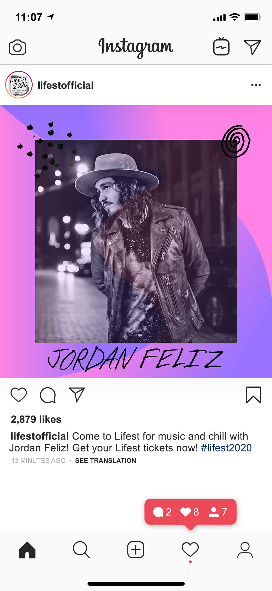 Lifest neon design Instagram post 6 mockup, featuring music artist Jordan Feliz